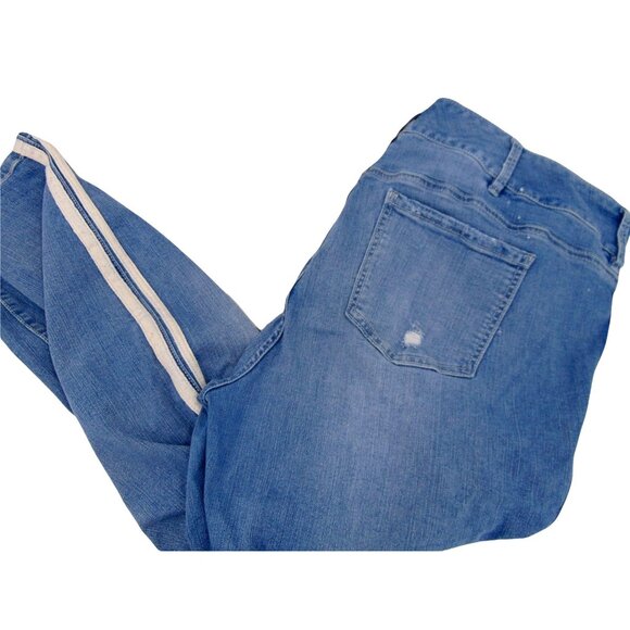 Torrid Premium Side Stripe Jegging Jeans 24 R Plus Regular Distressed Whiskering - Picture 1 of 12